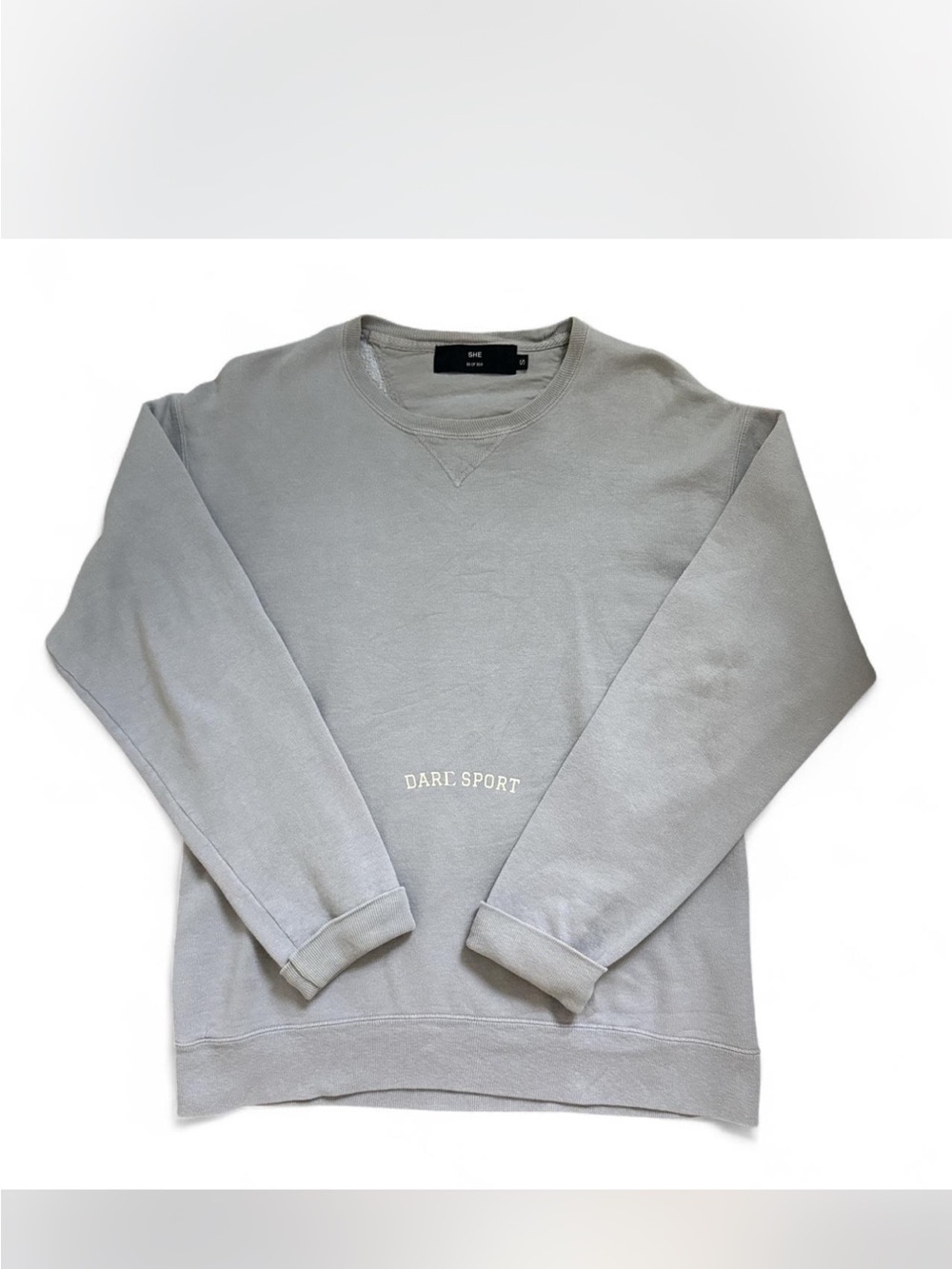 Darc Sport Pale Gray Crewneck Sweatshirt with Chest Logo